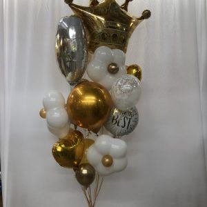 Elegant Crown balloon  Bouquet Inflated With Helium and attached to weight