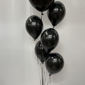 Mix Black Latex Balloon Bouquet Inflated With Helium and attached to weight