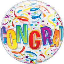 Congrat 22 Inch Bubble Balloon inflated
