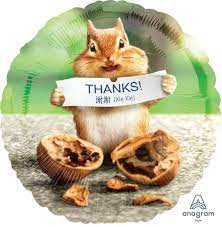 Thank You Squirrel Mylar Balloon 18 Inch Inflated
