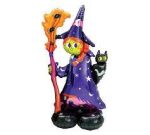 Halloween Witch and Broom Mylar Balloon 55 Inch Inflated - Air only ( Does Not Float)