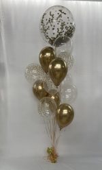 Elegant Balloons Bouquet with 24" Clear with confetti Inflated