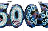 50th Supershape Birthday Jumbo Number Foil Balloon 40 inch Inflated with Weight