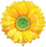 Yellow Daisy Flower 24in Mylar Balloon Inflated with Helium