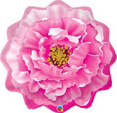 Pink Peony Flower 33in Mylar Balloon Inflated with Helium