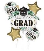 You Did it Grad - Ivy Bouquet Inflated with Helium and attached to Weight