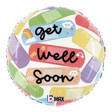 Cheerful Get Well Soon Bandage Mylar Balloon 18 Inflated