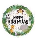 Jungle Happy Birthday Mylar Balloon 18 Inch Inflated