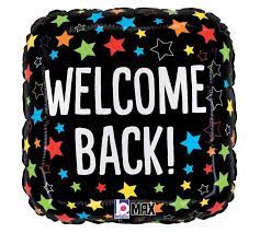 Welcom Back with Stars Mylar Balloon 18 inch Inflated