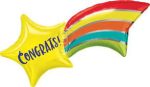 Congrats! 27in Rainbow With Star Mylar Balloon inflated
