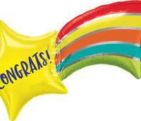 Congrats! 27in Rainbow With Star Mylar Balloon inflated