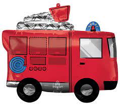 Fire Truck 26 x 22 Inches Mylar Balloon Inflated with Helium