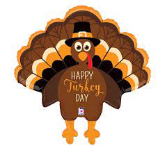 Happy Thanksgiving Turkey Day 30in Mylar Balloon Inflated