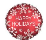 Happy Holidays with Snow Flakes ( Christmas)18in Mylar Balloon Inflated