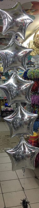 Stars Line Up 19in Mylar Balloon Inflated Attached with Weight