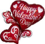 Happy Valentine's Day Double Heart  Mylar Balloon 26 Inch Inflated
