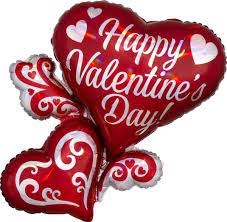 Happy Valentine's Day Double Heart  Mylar Balloon 26 Inch Inflated