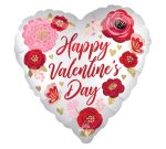 Happy Valentine's Day Jumbo Heart with Flowers Mylar Balloon Inflated