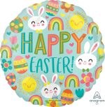 18" Happy Easter Icons Mylar Balloon  Inflated
