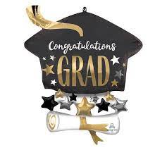 25" Congratulations  Grad Cap & Stars Balloon Inflated