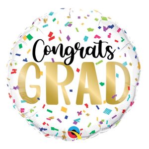 Congrats Grad Color Confetti Mylar Party Balloon Inflated
