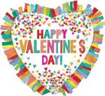 Happy Valentine's Day Rainbow Fringe Mylar Balloon 25 Inch Inflated