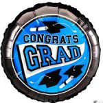 Congrats Grad -Blue Inflate Helium and attached to Weight