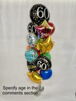 Happy 60th Birthday Mylar and Latex Balloon Bouquet Inflated with Weight