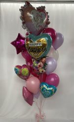 Happy Mother's Day Mylar Balloon Bouquet Helium Inflated Weight Attached