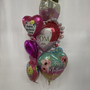 Happy Mother's Day Mylar Balloon Bouquet Helium Inflated Weight Attached