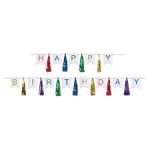 Happy Birthday Banner with Multi Color Tassel Streamer