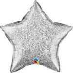 Glitter Silver Color Star Mylar Balloon 20 Inch Inflated