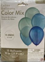15 - 11"  Aqua Latex Balloons Bouquet Inflated Attached with Weight