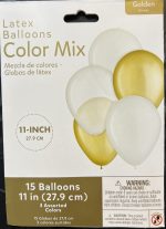 15 - 11"  Golden Latex Balloons Bouquet Inflated Attached with Weight