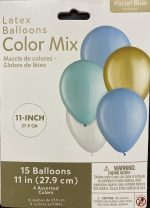 15 - 11" Pastel Blue Latex Balloons Bouquet Inflated Attached with Weight