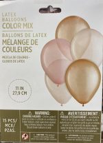 15 - 11" Pink Rosegold Latex Balloons Bouquet Inflated Attached with Weight