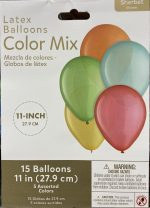 15 - 11" Sherbet Latex Balloons Bouquet Inflated with Helium Attached with Weight