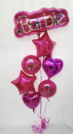 Barbie Mylar Balloon Bouquet Mixed different Shapes Inflated with Weight