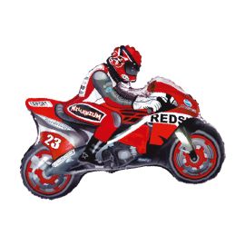 Moto Racing Red 33 Inch Mylar Balloon Inflated