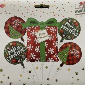 Merry Christmas Mylar Balloons Bouquet Inflated with Weight