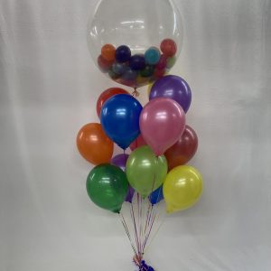 36 Inch Latex Balloon with Small Balloons Bouquet Inflated Attached to Weight
