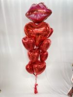 Valentines Day Balloons Bouquet ( Love and Heart) with 30"Big Lips Mylar Balloon
