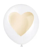 White Latex Balloon With Gold Heart 12 Inch Helium Inflated