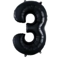 Number 3 Black Foil Balloon, 35-Inch – Helium Inflated with Weight