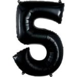 Number 5 Black Foil Balloon, 35-Inch – Helium Inflated with Weight