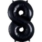 Number 8 Black Foil Balloon, 35-Inch – Helium Inflated with Weight