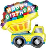Happy Birthday Truck 26" Inch Mylar Balloon Inflated with Helium