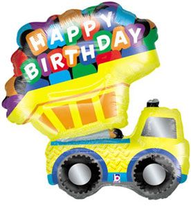 Happy Birthday Truck 26" Inch Mylar Balloon Inflated with Helium