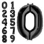 Black Numbers Mylar Balloon 35 inch Inflated with Helium with weight