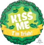 St Patrick's Kiss Me I'm Iris 18" Mylar Balloon